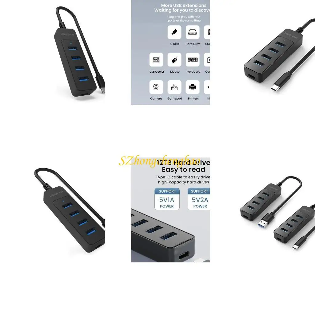 

USB3.0 Adapter Hub 4 Расширение данных порта быстрое скорость для эффективности офиса 601d
