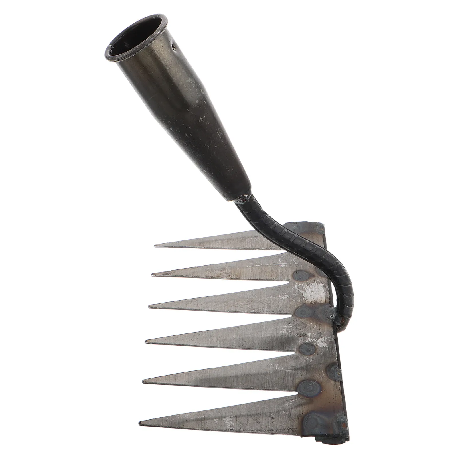 Heavy Duty 6-Tooth Carbon Steel Farm Rake Sturdy Soil Loosening Tool for Lawn Leveling Cultivating Ground Garden Hand Weeder