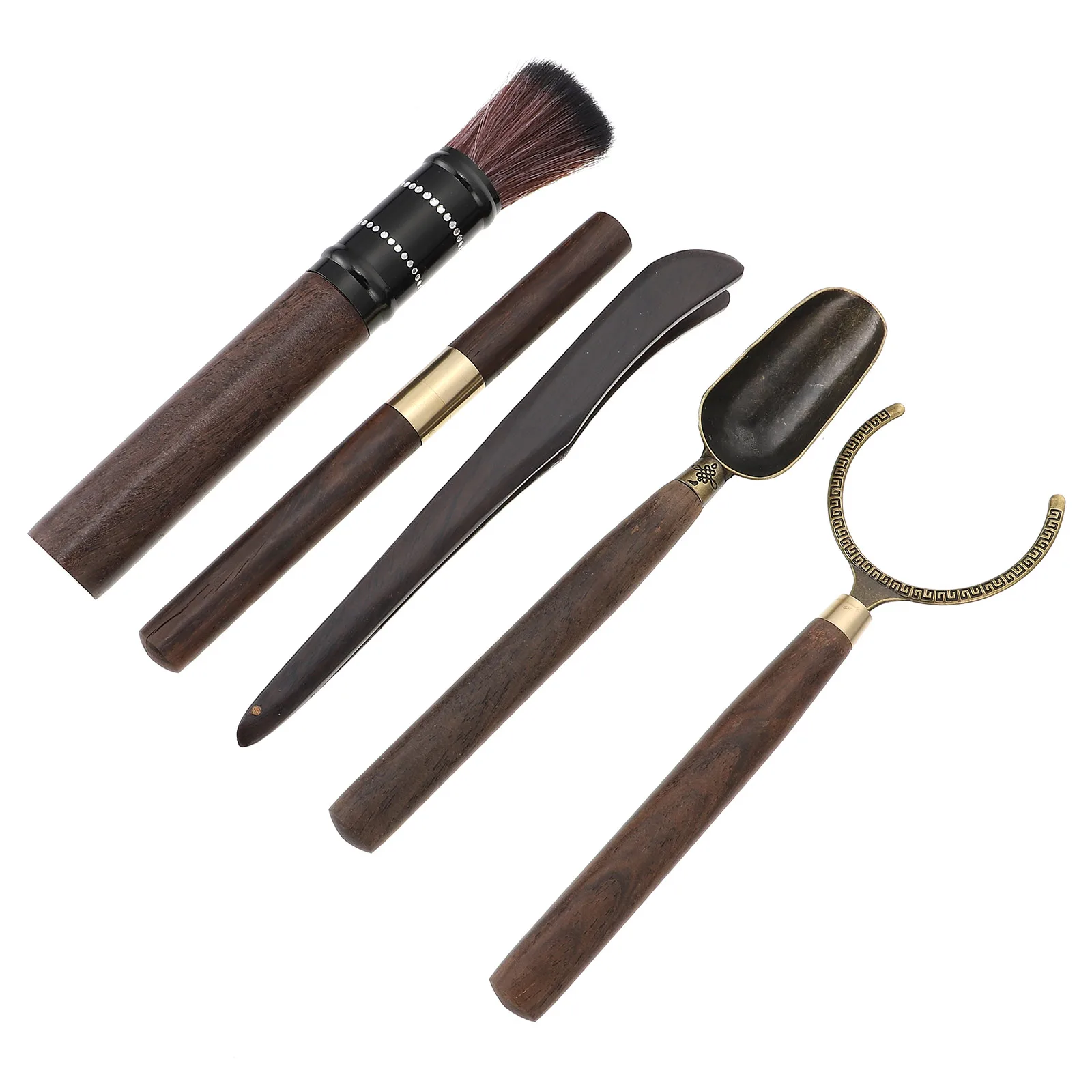 

5 Pcs Ceremony Accessories Kit Chinese Kung Fu Tea Tools Bamboo Copper Alloy Home Office Chinese Tea Ceremony Utensils Gift