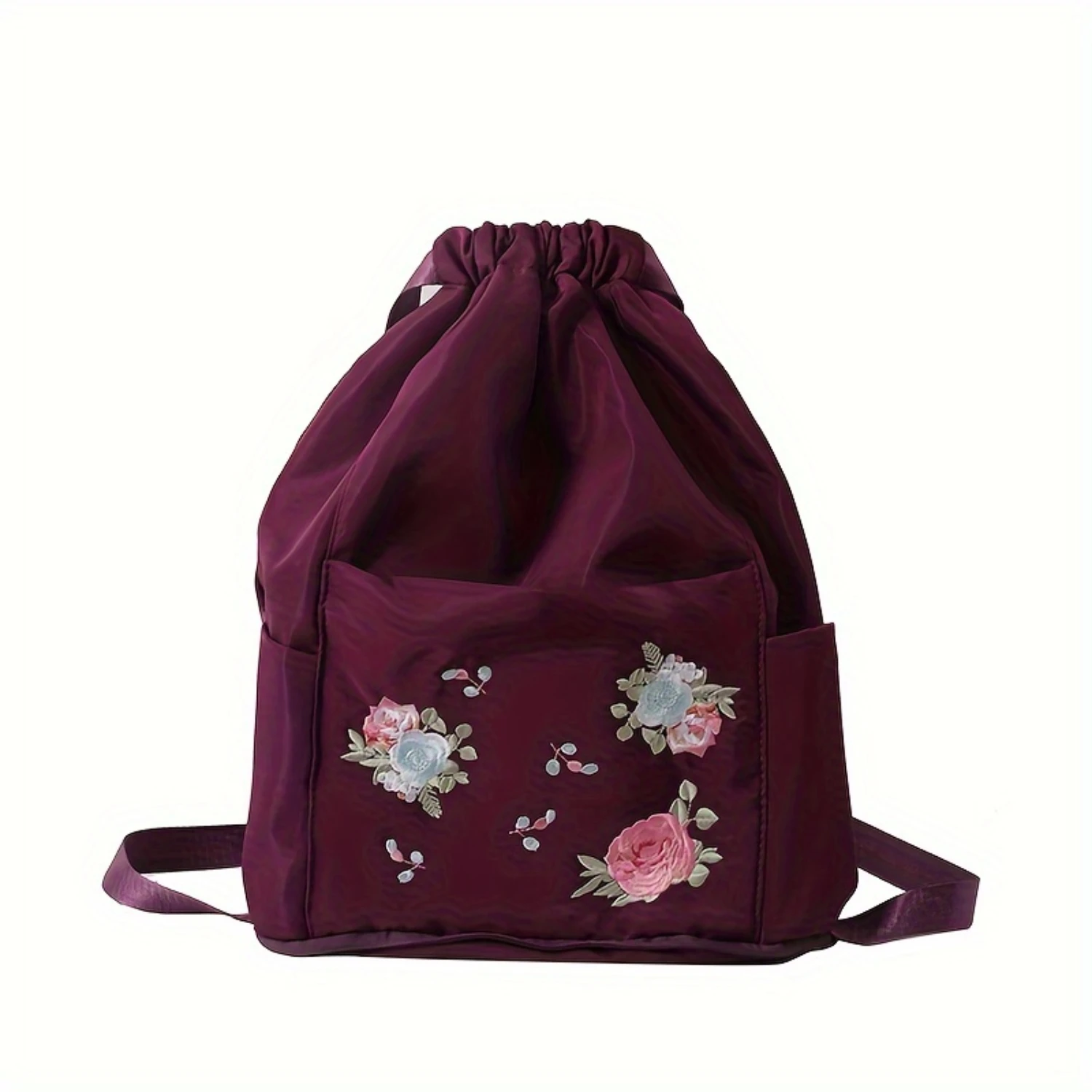 

Embroidered Casual Drawstring Backpack, Fashion Shoulder Bag For Women, Lightweight Travel Daypack, Versatile Mum Organizer Bag