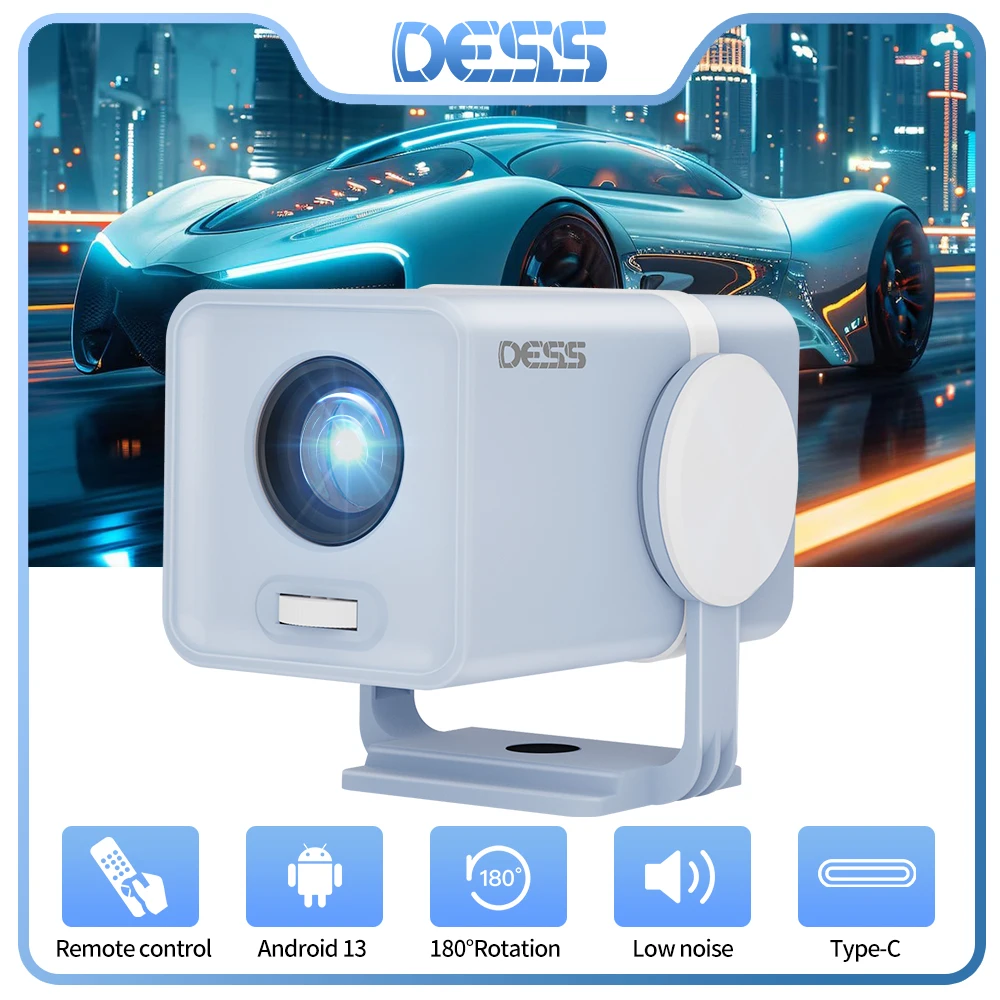 

DESS Portable Dual-Band WiFi6 Bluetooth 5.0 Android 13 Smart Projector Suitable for Home Theater Video Power Bank Power Supply