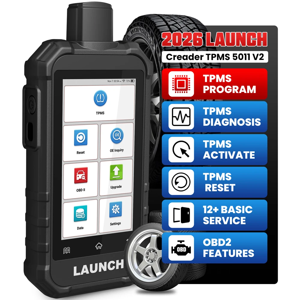 LAUNCH X431 Creader 5011 V2 TPMS-Tool TPMS-Sensor (315+433MHz) Lese-/Aktivierungs-/Neulern-/Reset-Scanner-Tool mit 12 Reset-Diensten