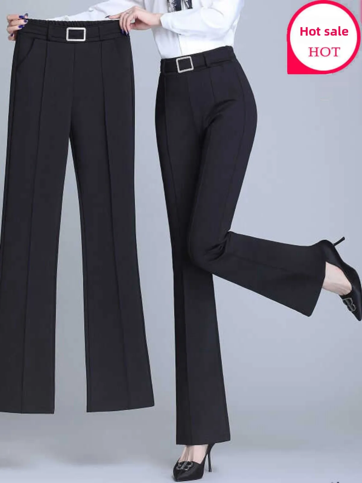 

High Waist Slimming Straight Leg Suit Pants Women's Fashionable Drapey Wide Leg Casual Trousers High Waist Zipper Long Pants