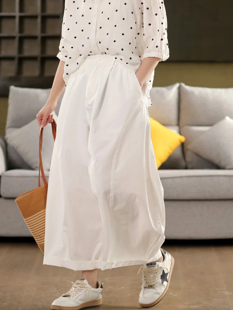 

Pure Cotton Harlan Pants Women's High Waist Balloon Pants Casual Cotton Long Pants Slimming Summer Faion Commute Sle