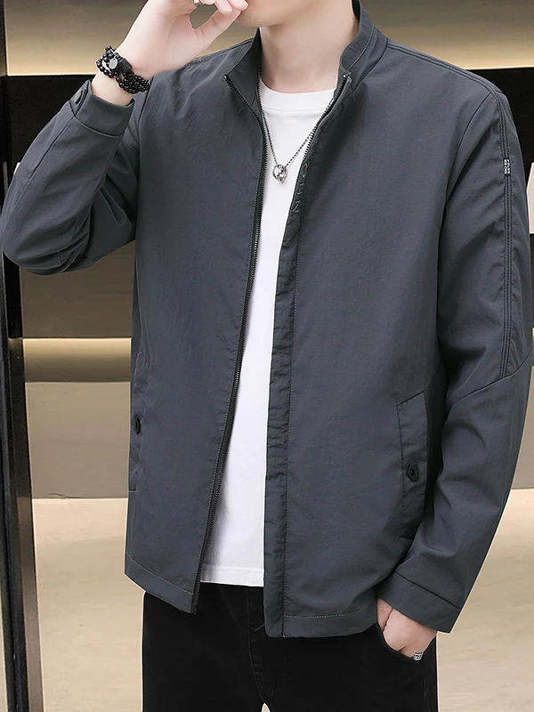 

2025 New American Sle Workwear Jaet Men's Color Retro High Quali Spring Autumn Casual Jaet Stand Collar