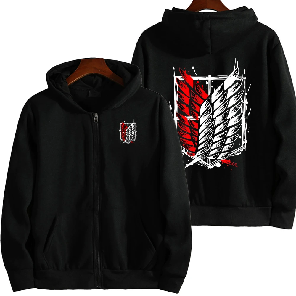 Men Attack on Titan Anime Hoodie Spring Autumn Women Oversized Sweatshirt With Zipper New Cartoon Anime Couple street Coat