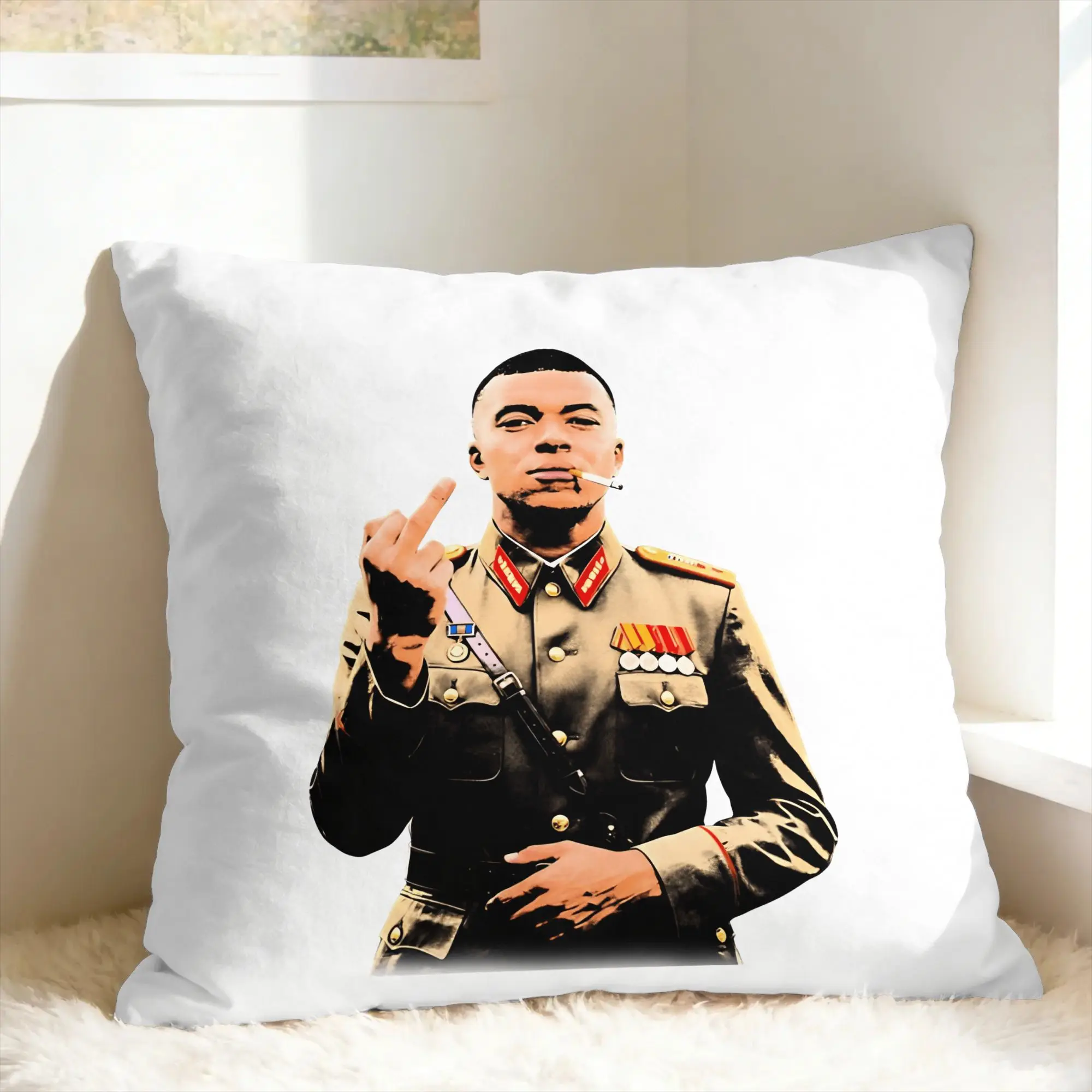 Dictador Kylian Mbappe smoking Meme Pillow Case  Soft Pillow Cover For Living Room Chair Kawaii Pillowcases
