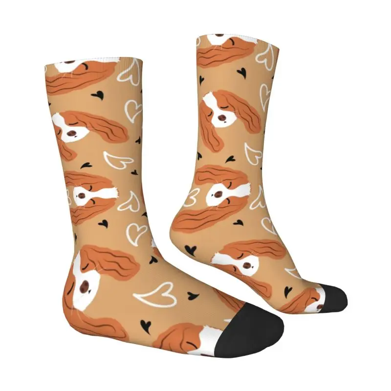 Cute Cavalier King Charles Spaniel Dress Socks Men Women Warm Funny Novelty Dog Puppy Crew Socks