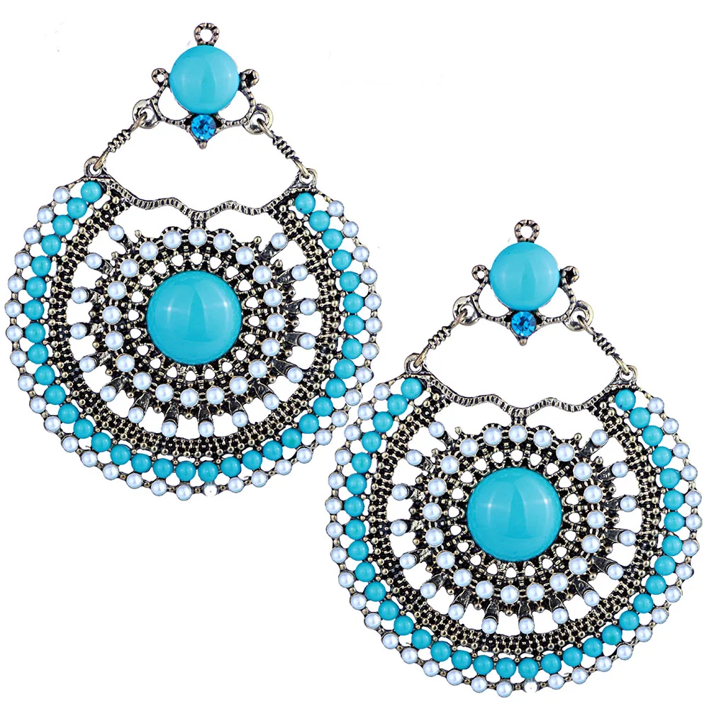 

Bohemian Antique Gold Color Long Water Drop Tassel Earrings for Women Vintage Colorful Geometric Drop Dangle Earrings Je