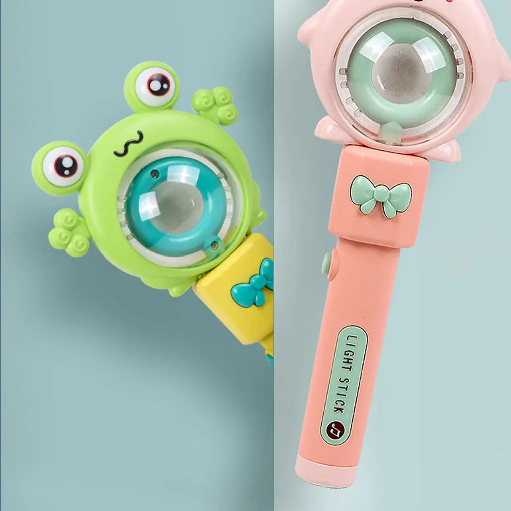 Baguette musicale en caoutchouc lapin/grenouille pour enfants, avec lumières rotatives, jouets électriques à baguette LED