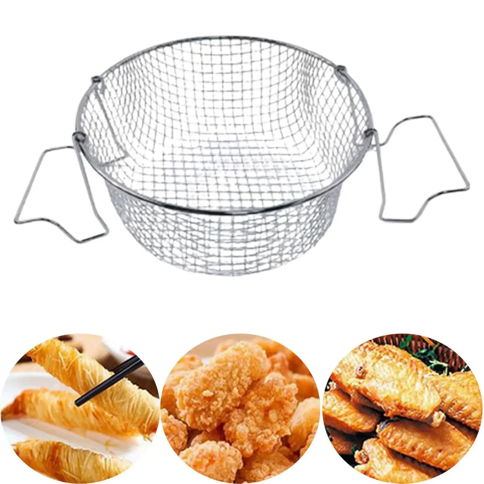 

Stainless Steel French Fries Basket Sieve Kitchen Oil Frying Tool with Double Handle Kitchen Strainer Chip Frying Strainer