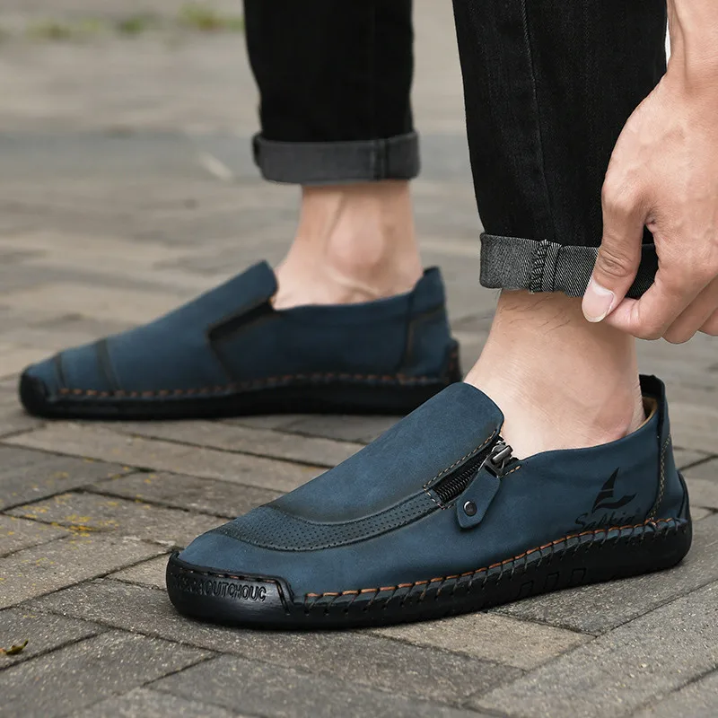 Lente Zomer Witte Mannen Retro Schoenen Maat 38-48 Ademend Lederen Loafers Mannen Slip-On Casual schoenen Voor Mannen Mocasines De Hombre