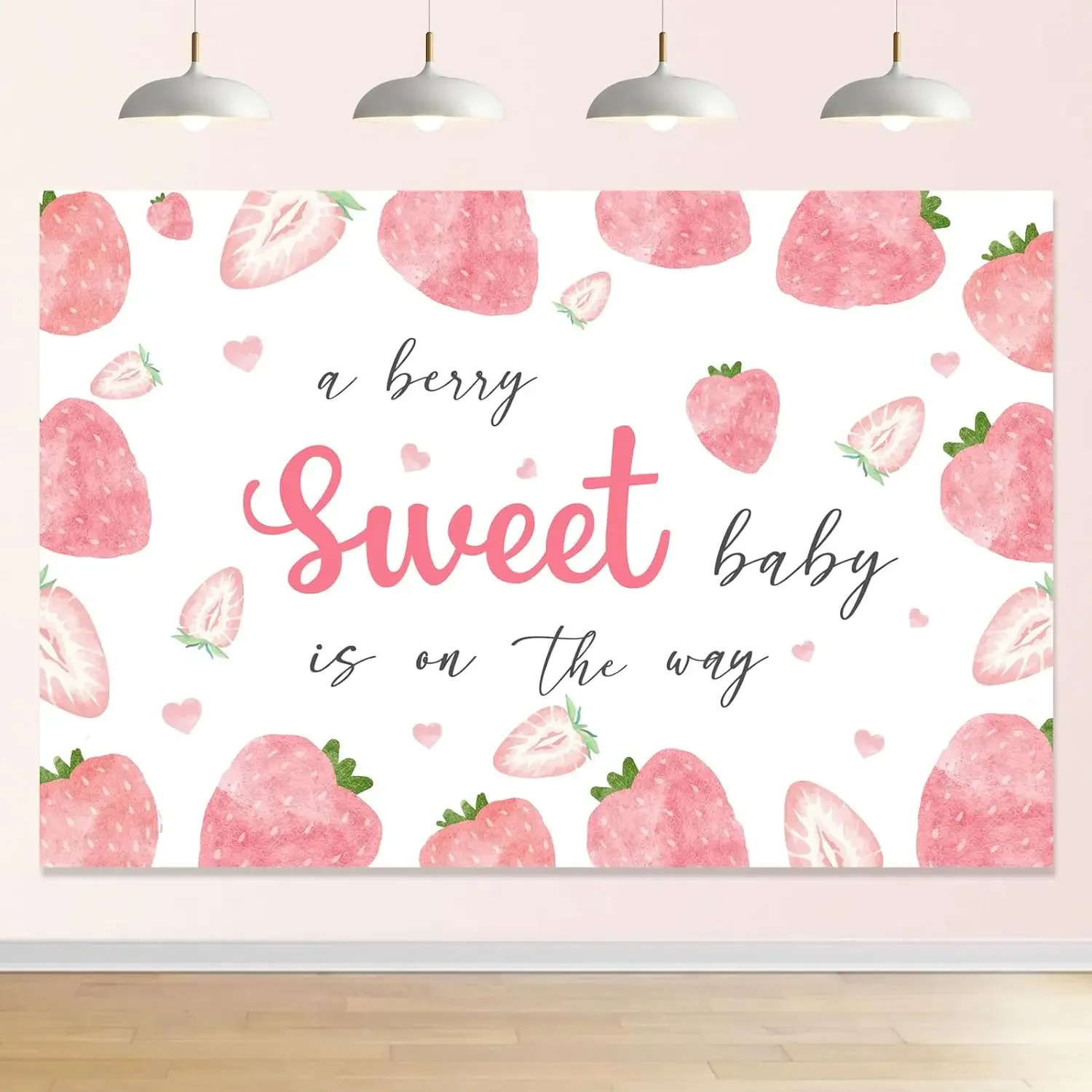 

Strawberry Baby Shower Backdrop, Sweet Baby is on the Way Gender Reveal, Photography Background, Newborn Girl Party Decor