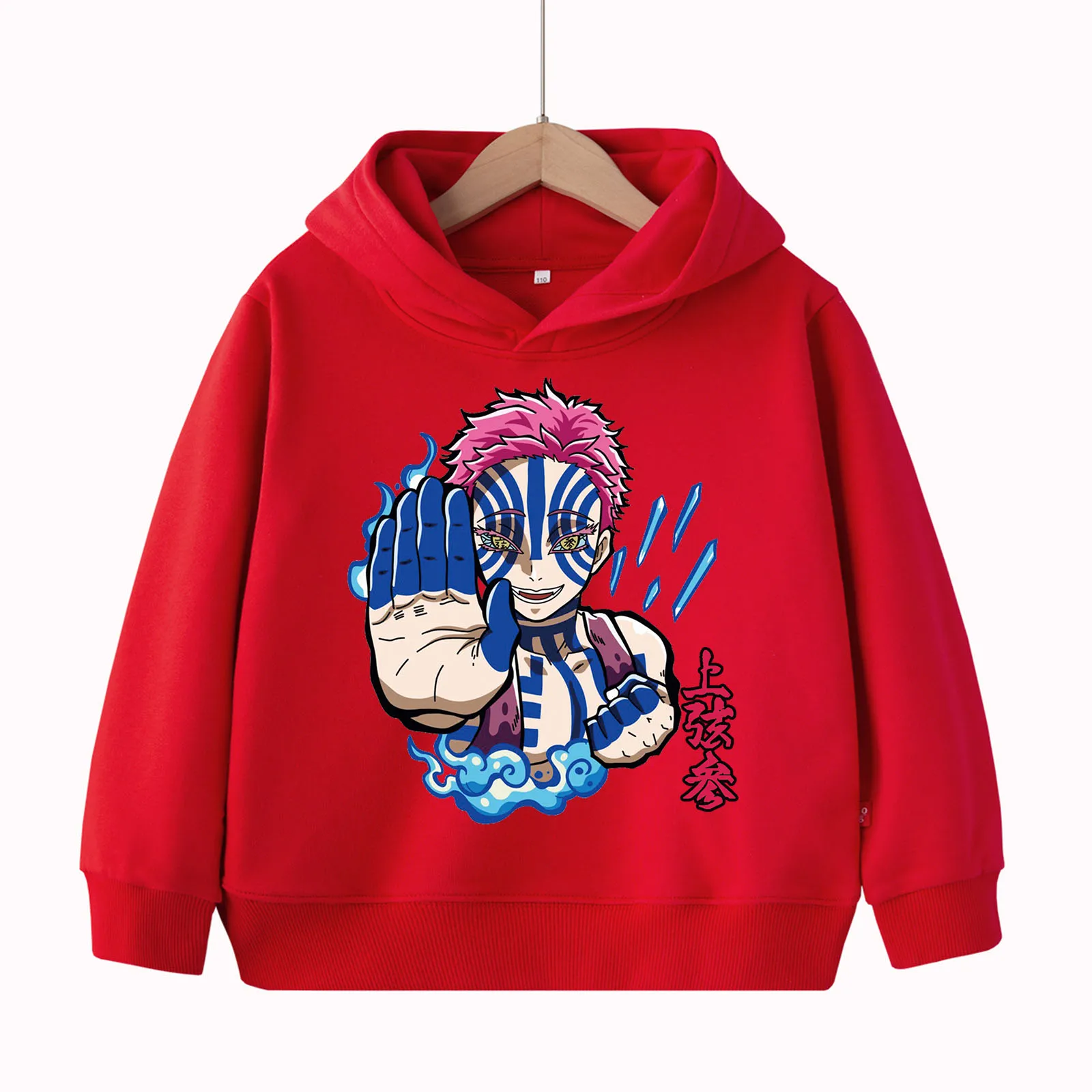 شيطان القاتل كيميتسو نو يابا أكازا أنيمي طباعة هوديي للأطفال ، هاراجوكو الأمريكية الهيب هوب هوديي غير رسمي #4