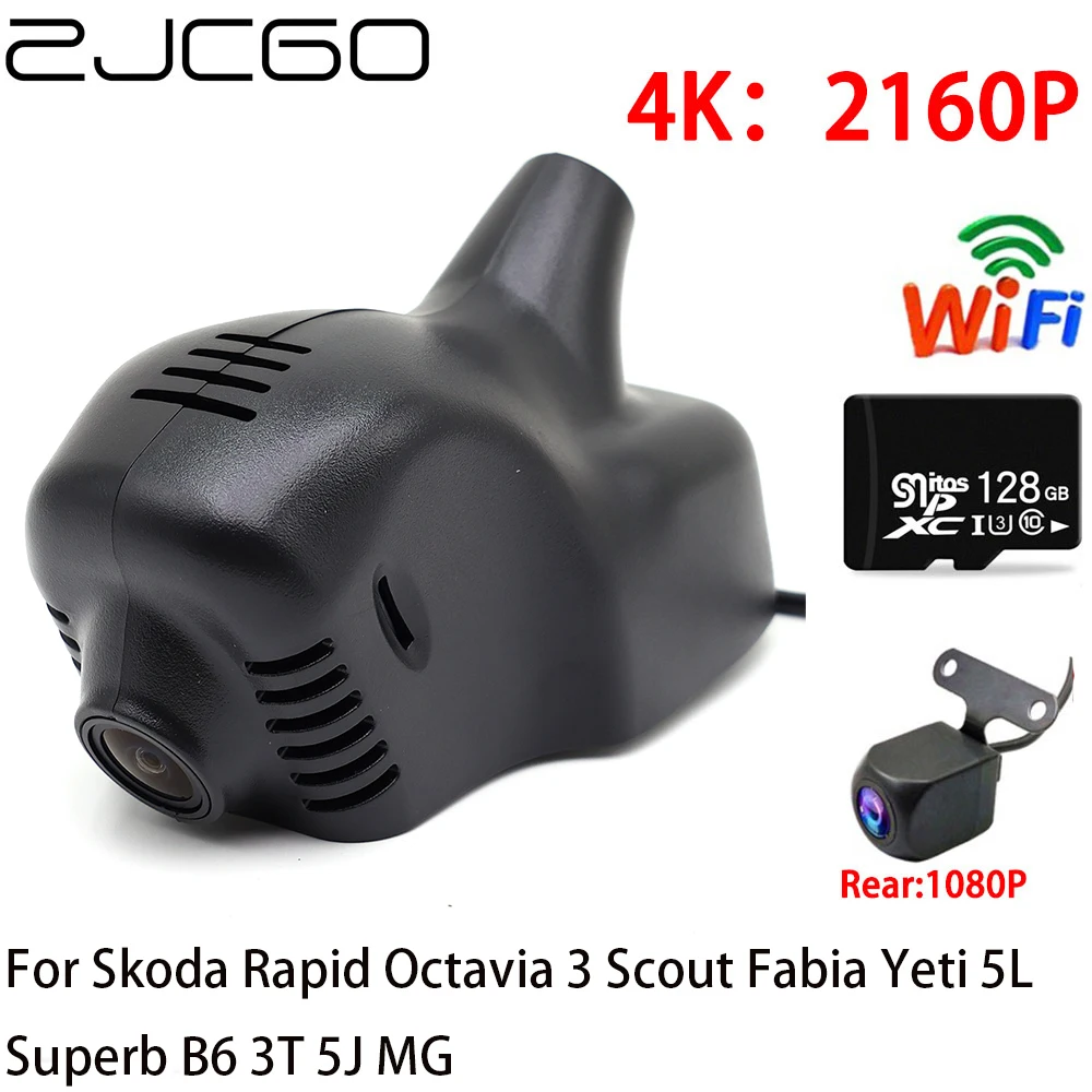 

ZJCGO 2K 4K Car DVR Dash Cam Wifi Front Rear Camera 2 Lens 24h for Skoda Rapid Octavia 3 Scout Fabia Yeti 5L Superb B6 3T 5J MG