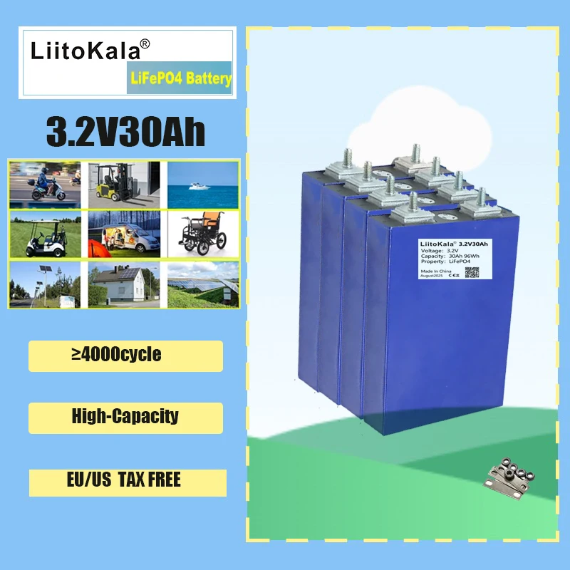 1-4 قطعة LiitoKala 30Ah 3.2V Lifepo4 بطارية حزمة 4S 12.8V للدراجات النارية الشمسية مركبة كهربية ليثيوم فوسفات الحديد