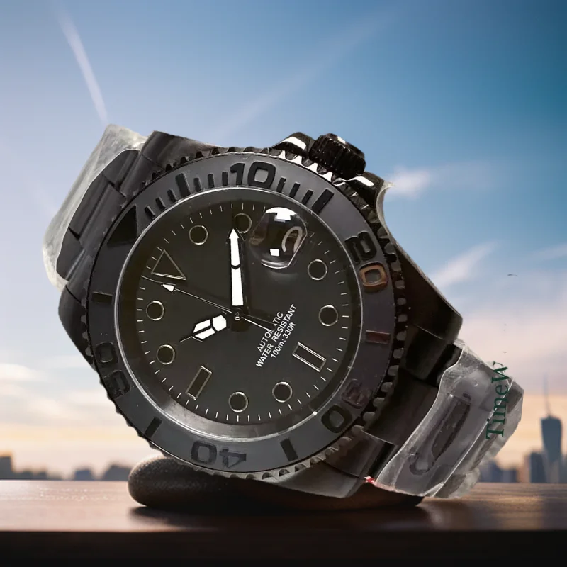 

40mm Mechanical Automatic Men's Watch NH35A PT5000 Miyota8215 Movement Black Dial Sapphire Glass Date PVD Case 316L Bracelet