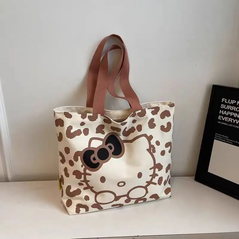 حقيبة كتف قماشية كرتونية للسيدات من سانريو هالو كيتي حقيبة يد نسائية عصرية ذات سعة كبيرة حقيبة يد من فئة الطلاب