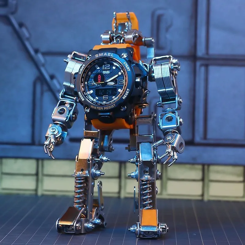 기계식 금속 모델 조립 창의적인 시계 스탠드 3D DIY 블록 로봇 자가 조립 데스크탑 장식 생일 선물
