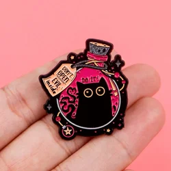 Funny Black Cat Enamel Pins Badge Fashion Witch Cute Animal Lapel Brooch For Backpack Clothing Accessories Halloween Gifts