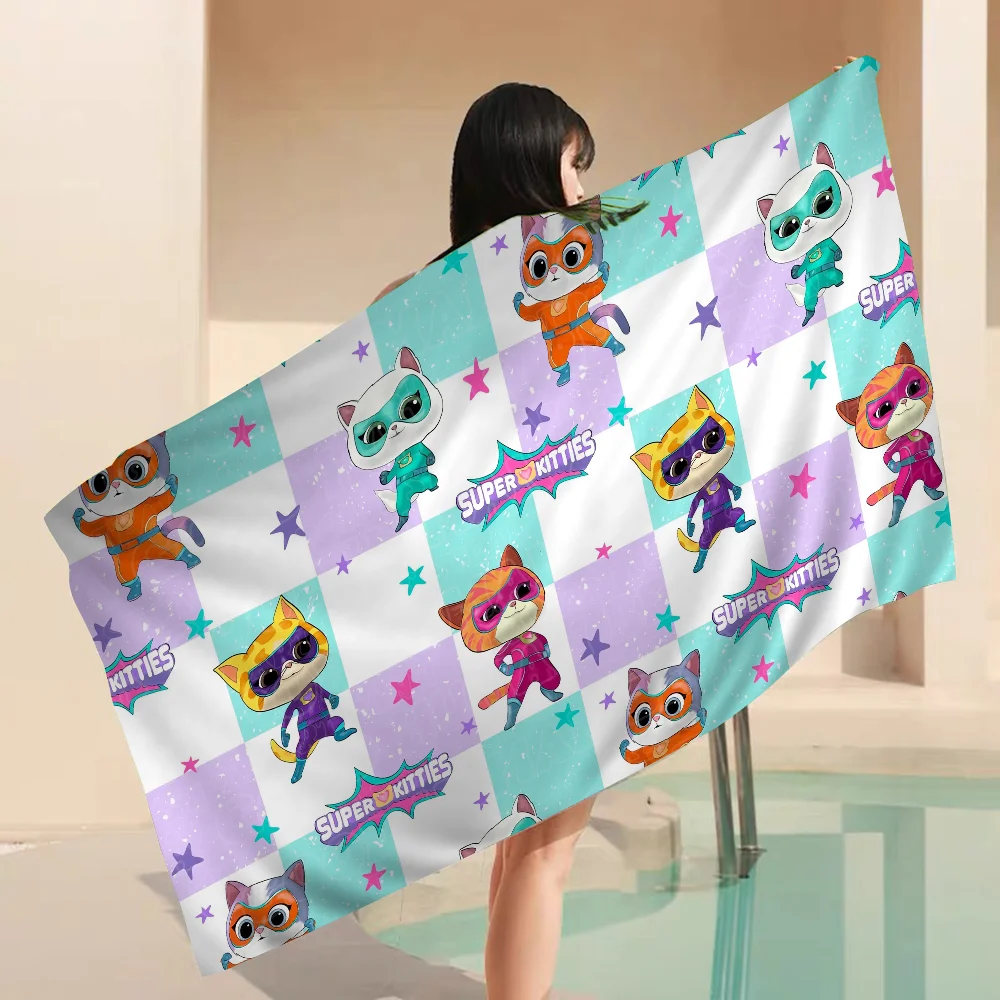 Junior Super Kitties Pattern Towel Microfiber Beach Towel Absorbent Quick dry Soft Yoga Swimming Resort Mountain Climbing Towel
