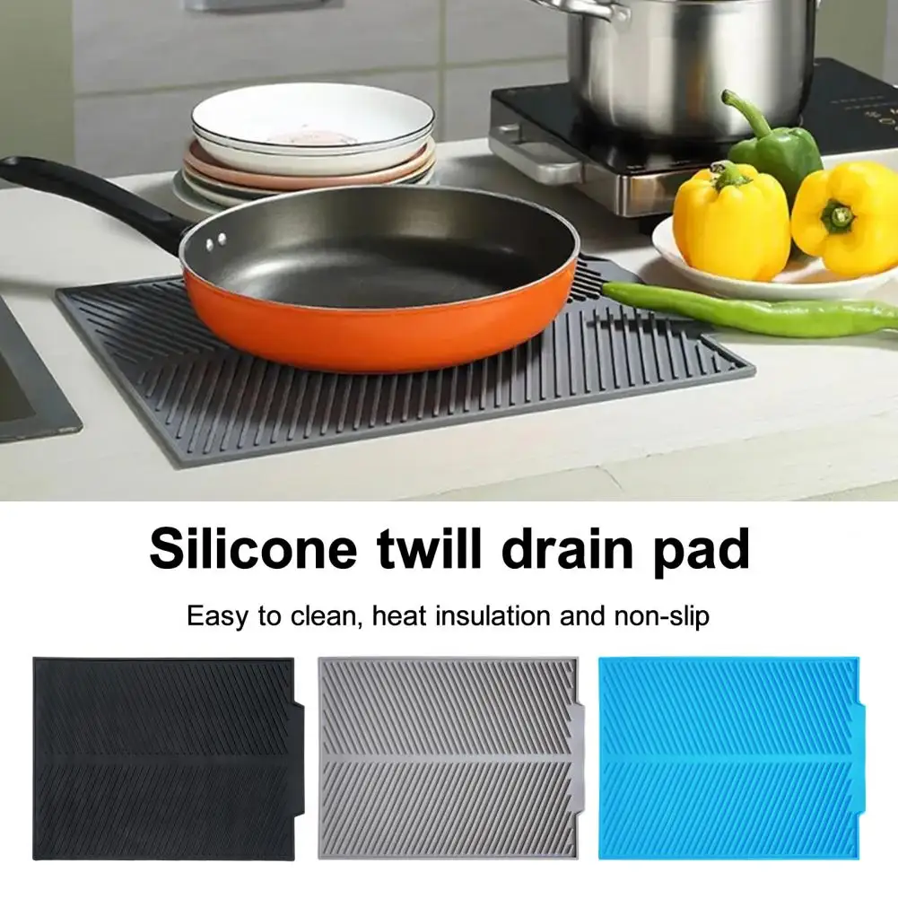 

Draining Mat Flexible Silicone Dish Drying Mat Heat Resistant Non-slip Draining Board Eco-friendly Drain Pad for Home Kitchen