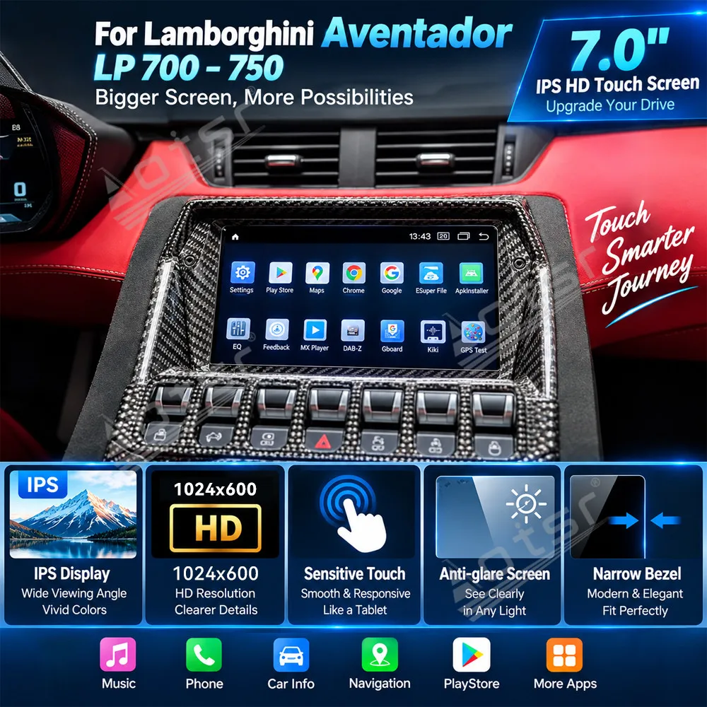 Android 13 7 Inch Car Radio For Lamborghini Aventador LP700 LP750 Multimedia Video Stereo Player GPS Navigation Carplay DSP