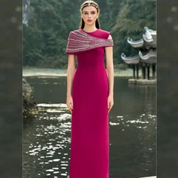 Customized Jersey Sequined Beading Ruched Homecoming A-line O-Neck Bespoke Occasion Gown Midi Dresses