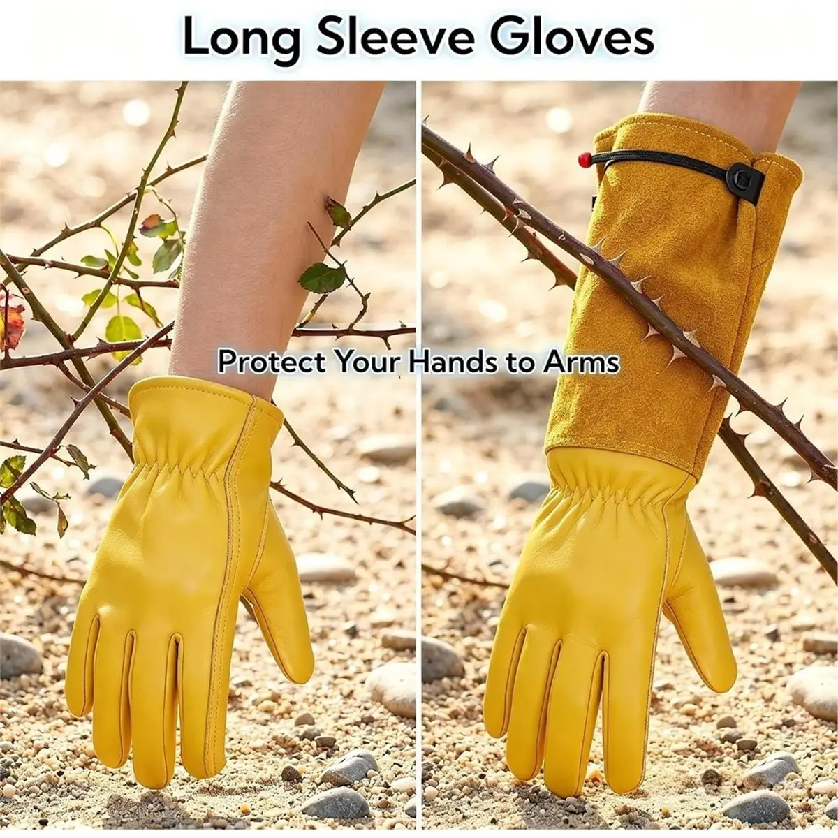 Thorn Proof Gardening Gloves for Women and Men, Breathable Long Sleeve Leather Gloves for Rose and Cactus Pruning