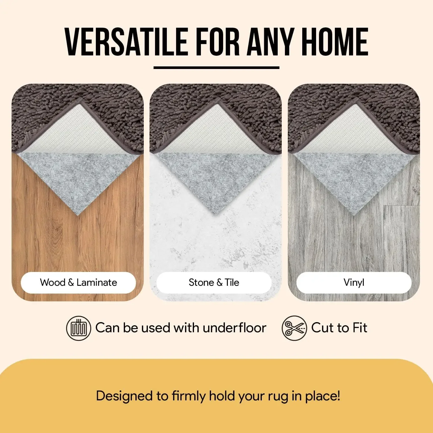 Rutschfestes Teppichpolster, 4 x 6 Fuß, 4/25 Zoll dickes, mit Filz gepolstertes Gummi-Teppichgreiferpolster