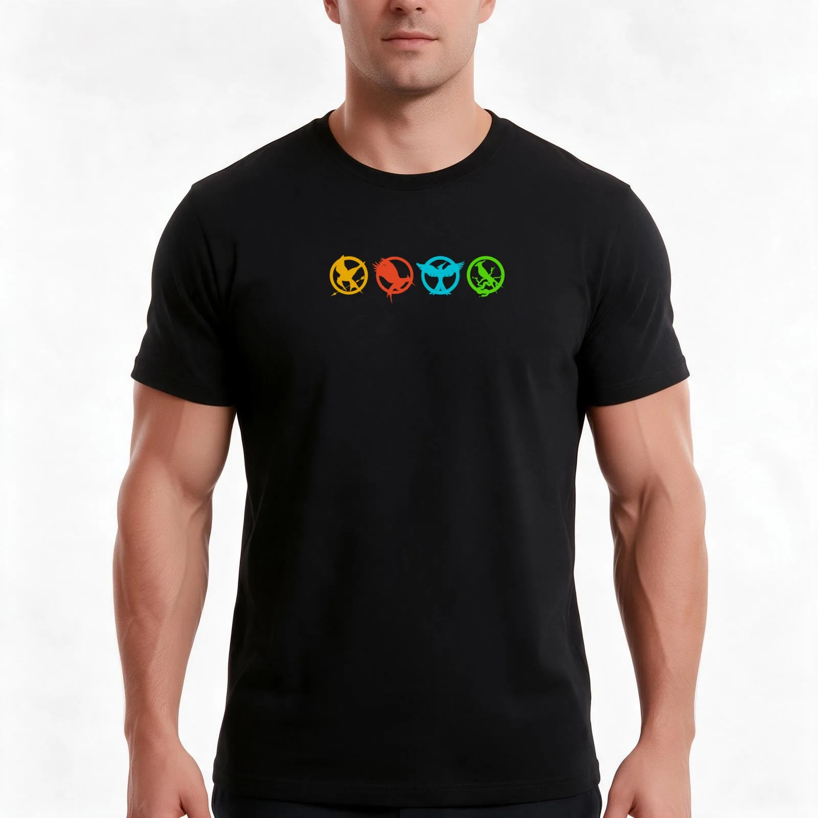 The Hunger Games Mockingjay Logos T-Shirt, Summer Casual Cotton Tee, Oversized Streetwear Tops, Vintage Graphic Print