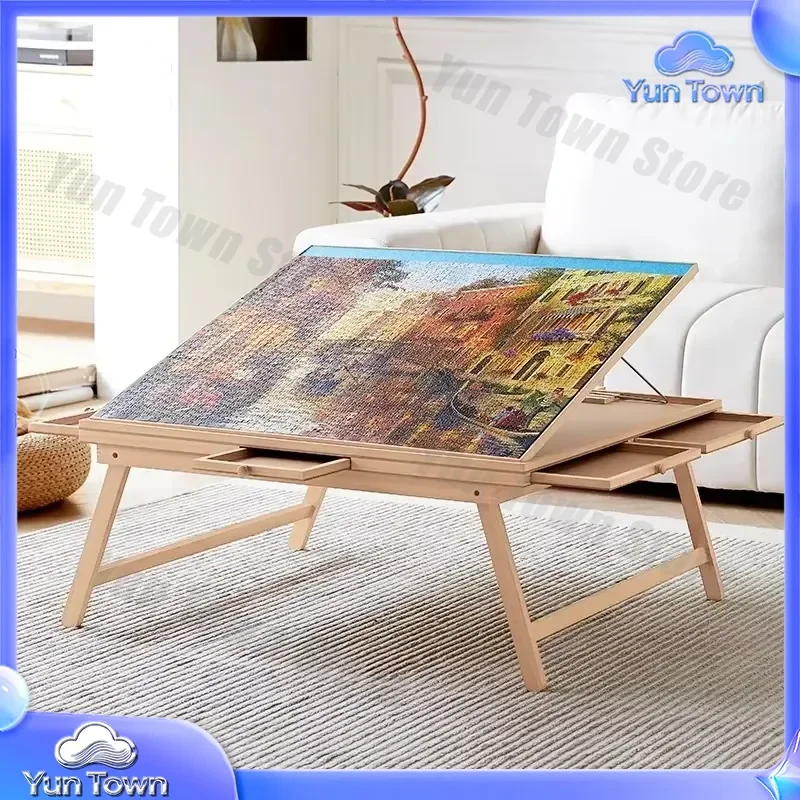 For Wooden Puzzle Table 6 Drawer Classification Storage Folding Table for Jigsaw Puzzles 1500 Pieces Puzzle Organizer Table