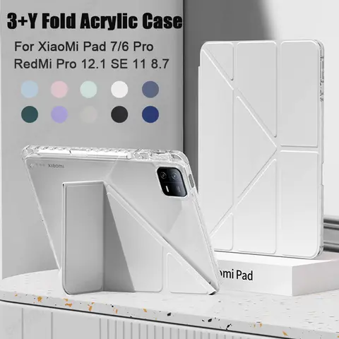 Per Xiaomi RedMi Pad 2 SE 11 8.7 Pro Custodia da 12.1 pollici Custodia posteriore in acrilico per Mi Pad 8 7 6 5 Pro 11 "11.2" Sveglio/Sonno Funda