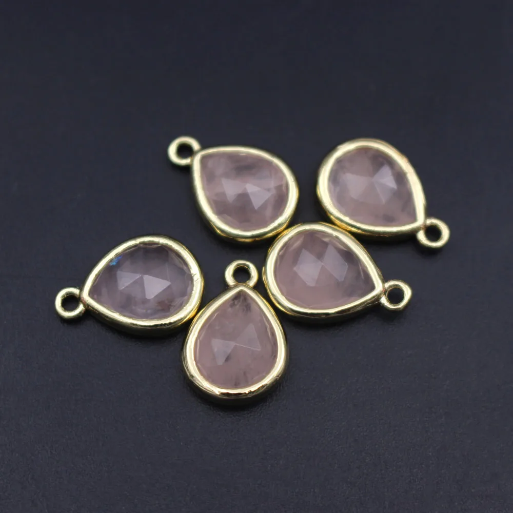 10pcs DIY Jewelry Accessories Tiny Teardrop Natural Blue Amazonite Moon Stone Pendant Charms DIY for Earrings Bracelet Making