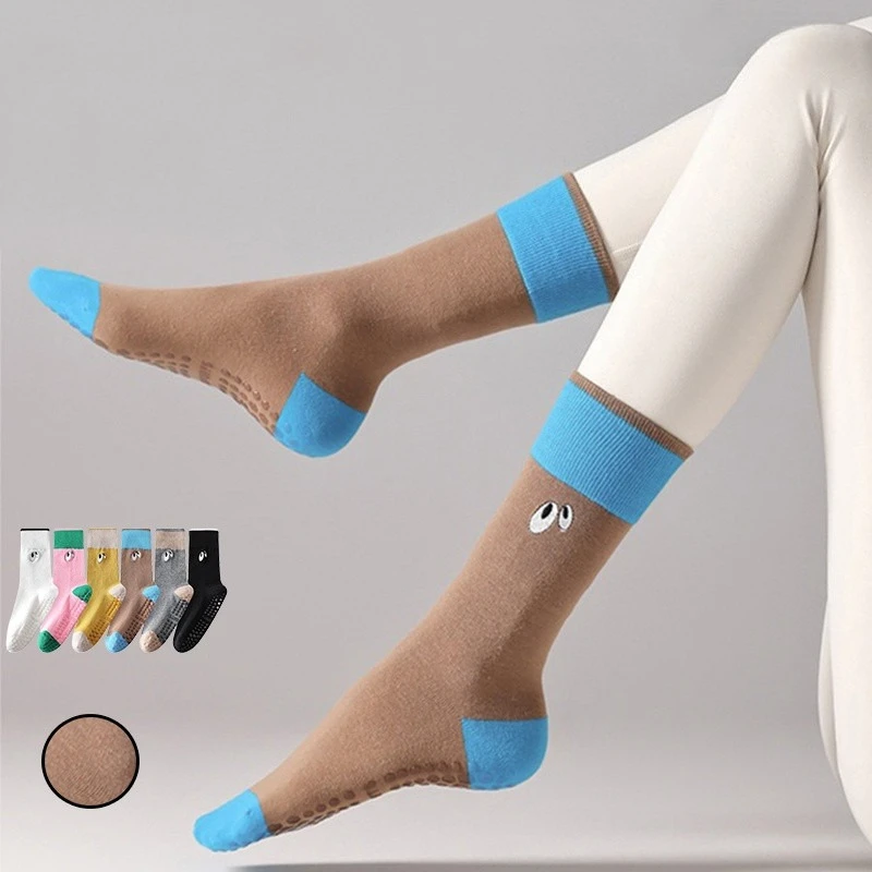

Professional Pilates Socks Cartoon Embroidery Indoor Workout Gym Fitness Dance Sports Socks Silicone Non-slip Cotton Yoga Socks