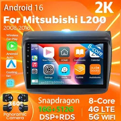 Android 16 Carplay Auto For Mitsubishi L200 2008 - 2016 Car Radio Player Multimedia stereo 4+GWIFI Navigation 360 Camera Video