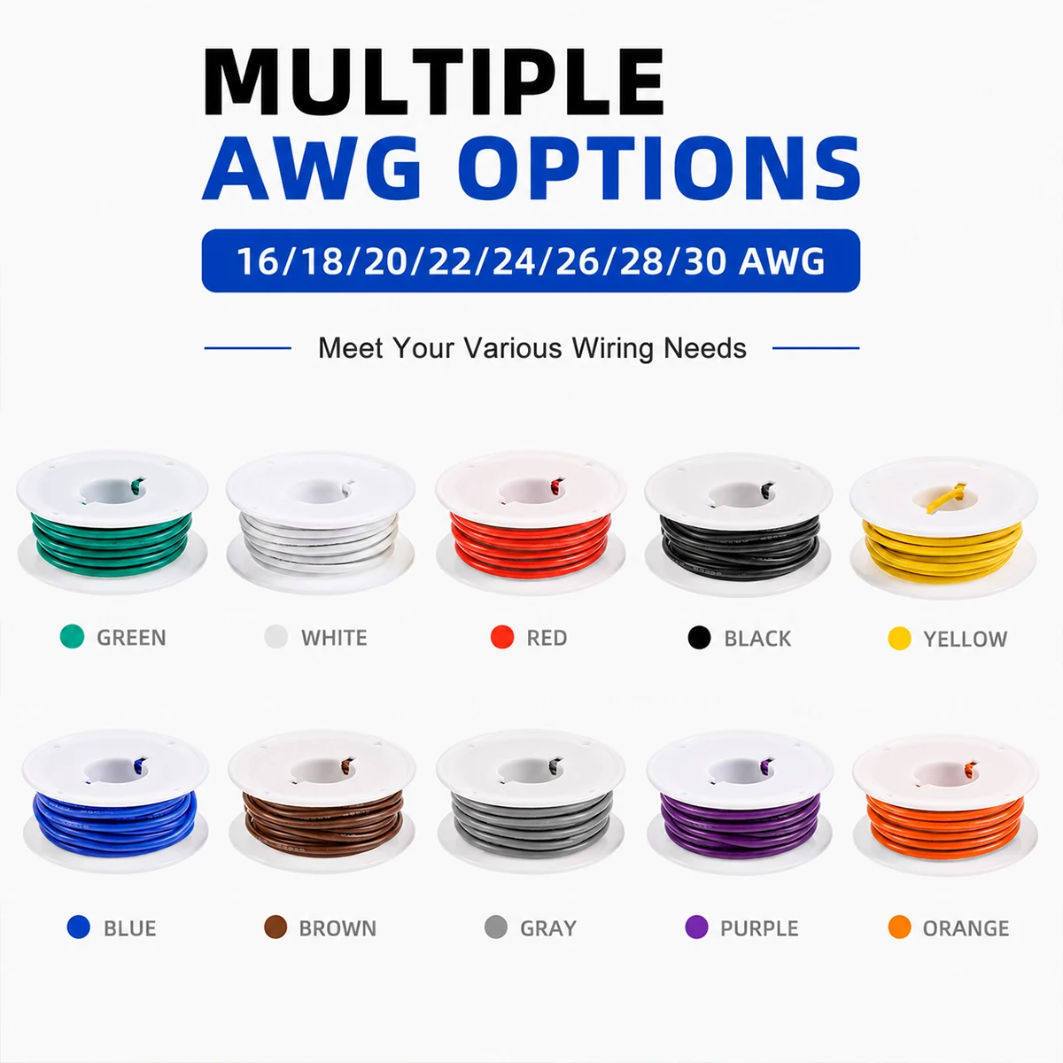 10 Colors 16/18/20/22/24/26/28/30 AWG Silicone Wire Kit with Tools, Stranded Tinned Copper Electrical Wire Flexible Hookup Cable, Multi Gauge Wiring for Arduino, RC Cars, Boats, Drones and DIY Projects
