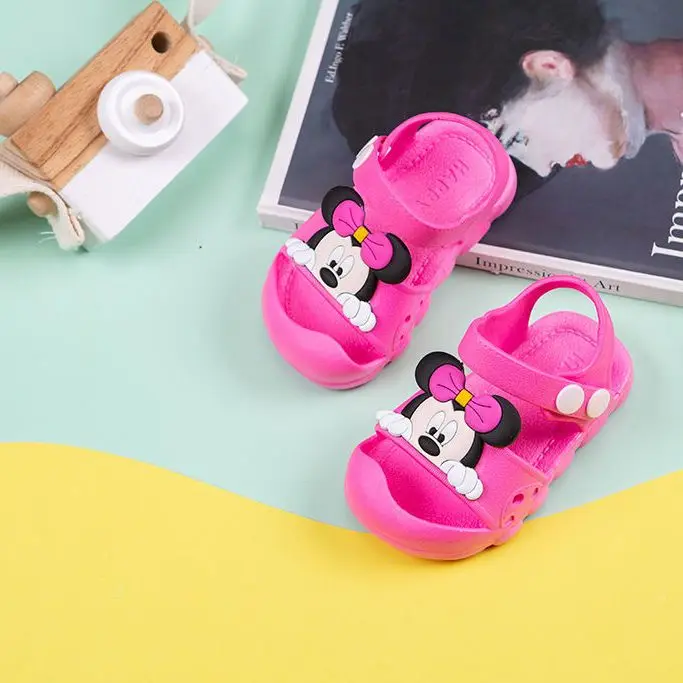 Disney Kids Sandals Baby Toddle Shoes 2023 Summer New Children Casual Shoes Cartoon Minnie Beach Shoes 1-6 Years Old Sandals