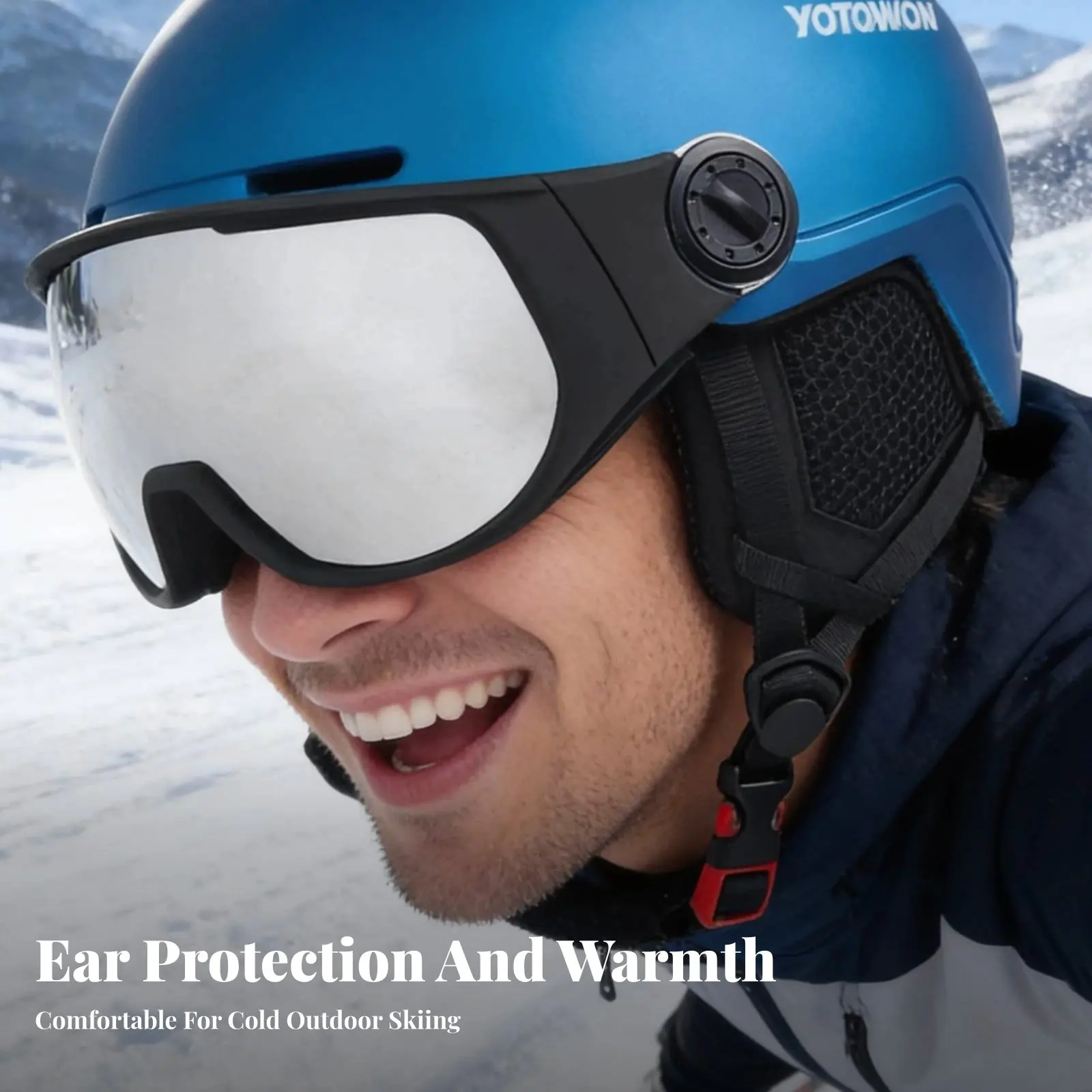 

Спортивный шлем для активного отдыха на открытом воздухе со встроенными очками, двойной противотуманной линзой, ветрозащитой, защитой ушей, ударопрочный.