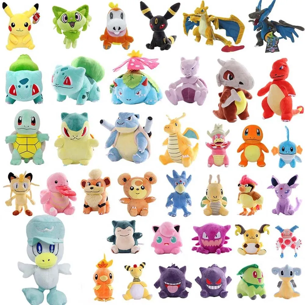 

Pokemon Plush Doll Toys Anime Pokémon Kawaii Pikachu Charizard Squirtle Eevee Snorlax Gengar Cute Stuffed Dolls for Kids Gift