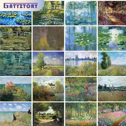 Abstrakcyjne DIY kolorowanie według liczb obrazy Claude Monet rodzaje lilii wodnych wrażenie lotosu obrazy malowanie według wzoru Colo