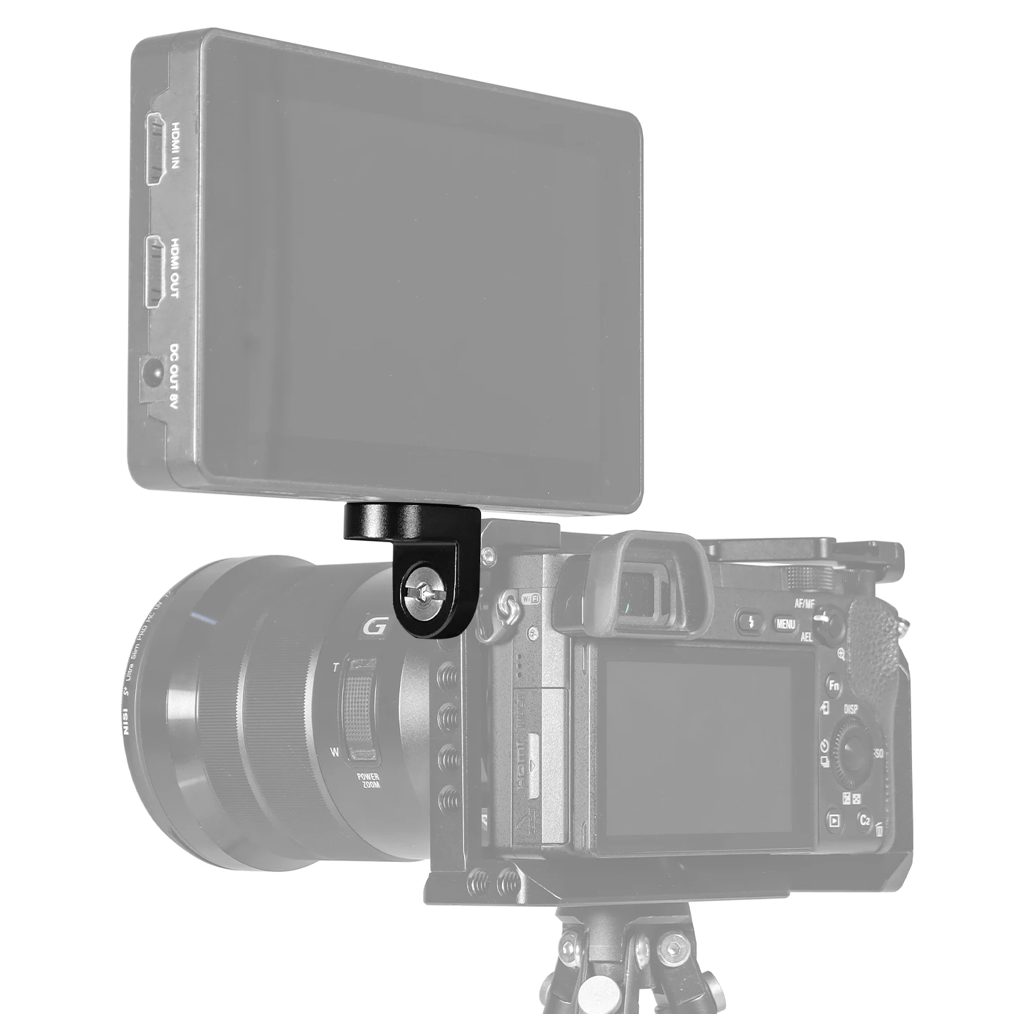 90 ° Rechtwinklige Halterung für DSLR-Kamerakäfig, Verlängerungshalterung, 1/4 3/8 Schraubenpositionierungsloch für Stativkopf-Adapterhalterung – Detail 13