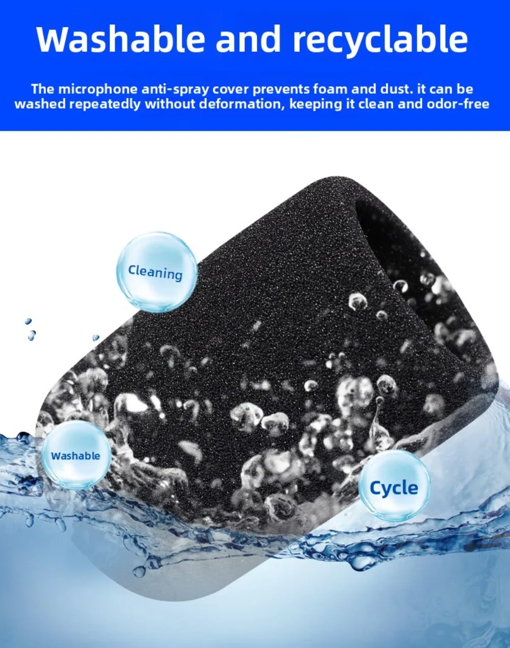 For Audio-Technica AT2020/ATR2500/AT2035 Windproof Mic Cover Anti-Pop Noise Reducer Washable Sponge Windscreen Pop Filter