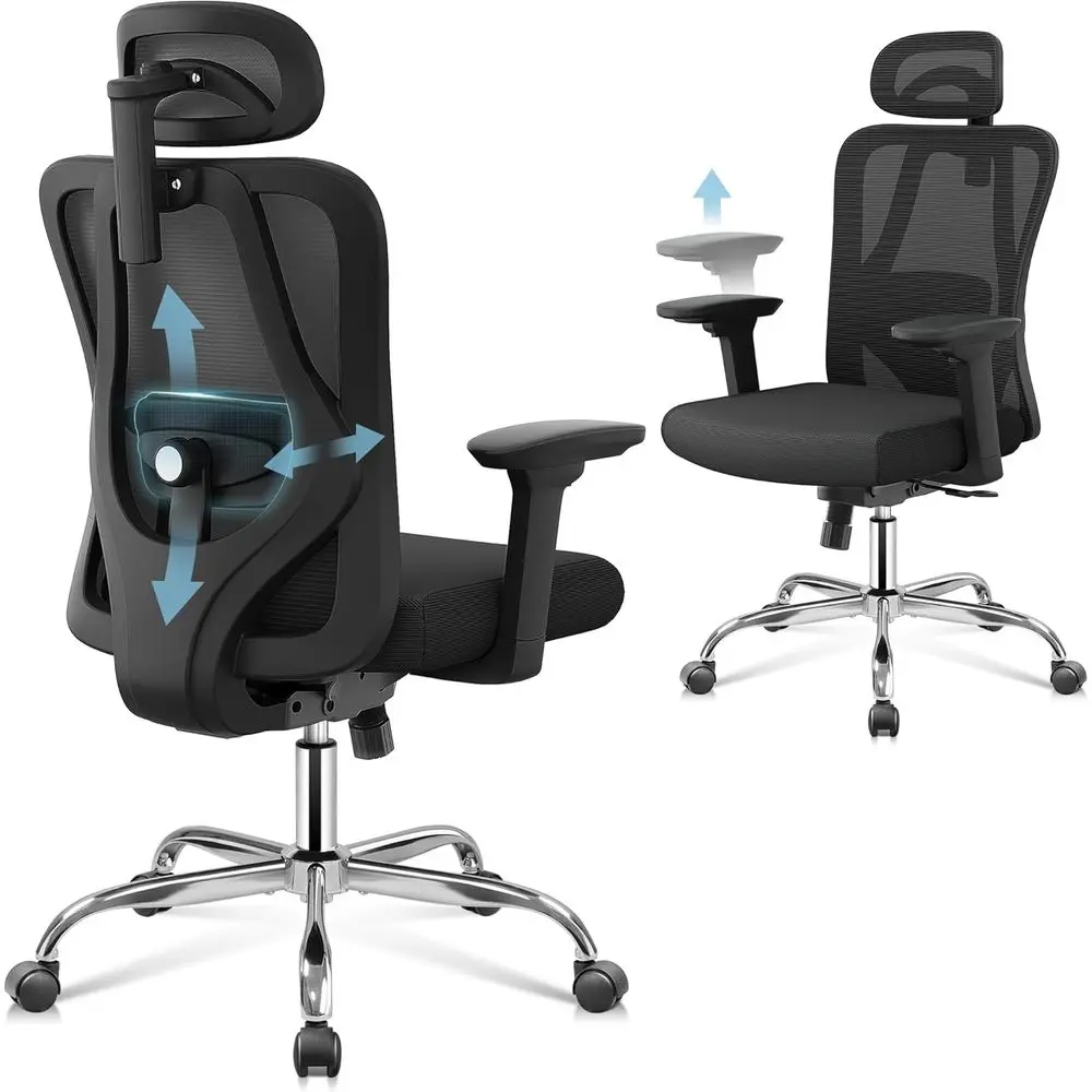

Ergonomic Mesh Oice Chair with Adjustable 3D rest and unction, Big and Tall Reclining Comy Home Computer Desk Chair with Lumbar