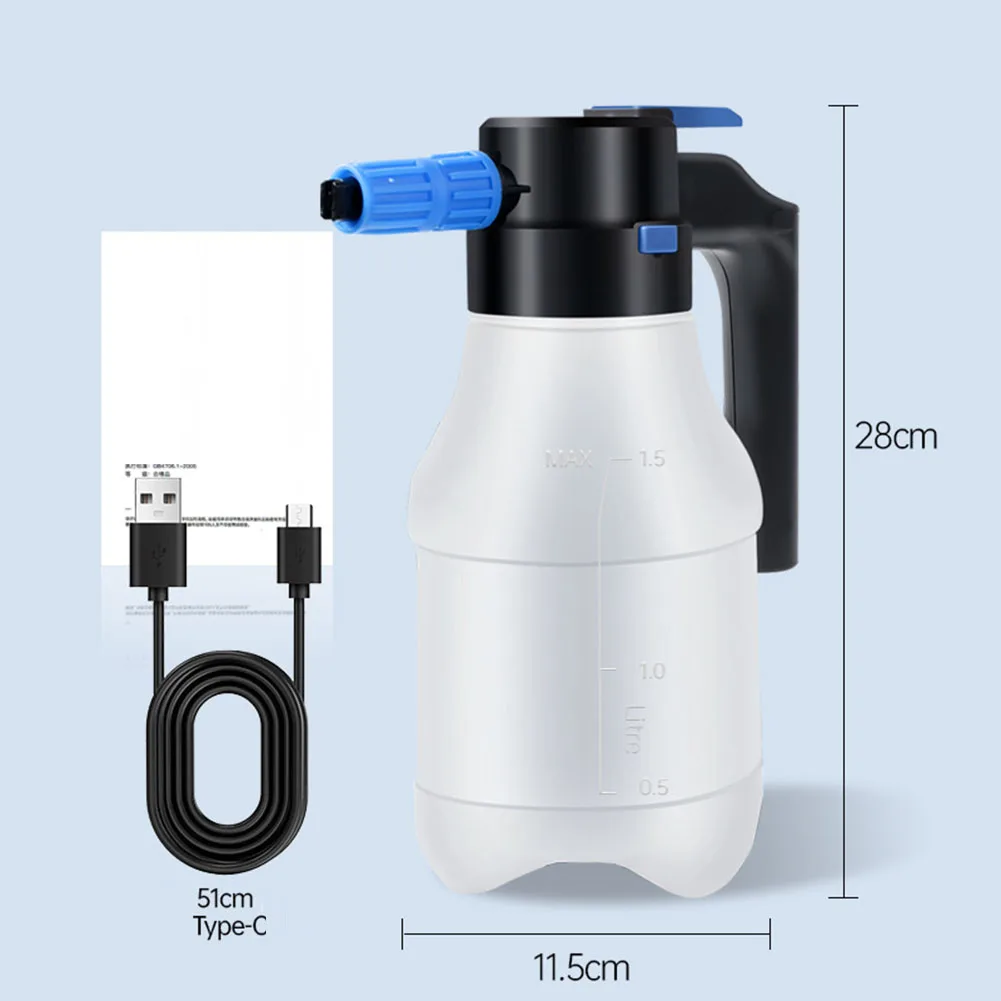 Sleek Design Electric Car Washer with Powerful Foaming Action; Features a USB Charging System and a Generous 1 5 Liter Reservoir