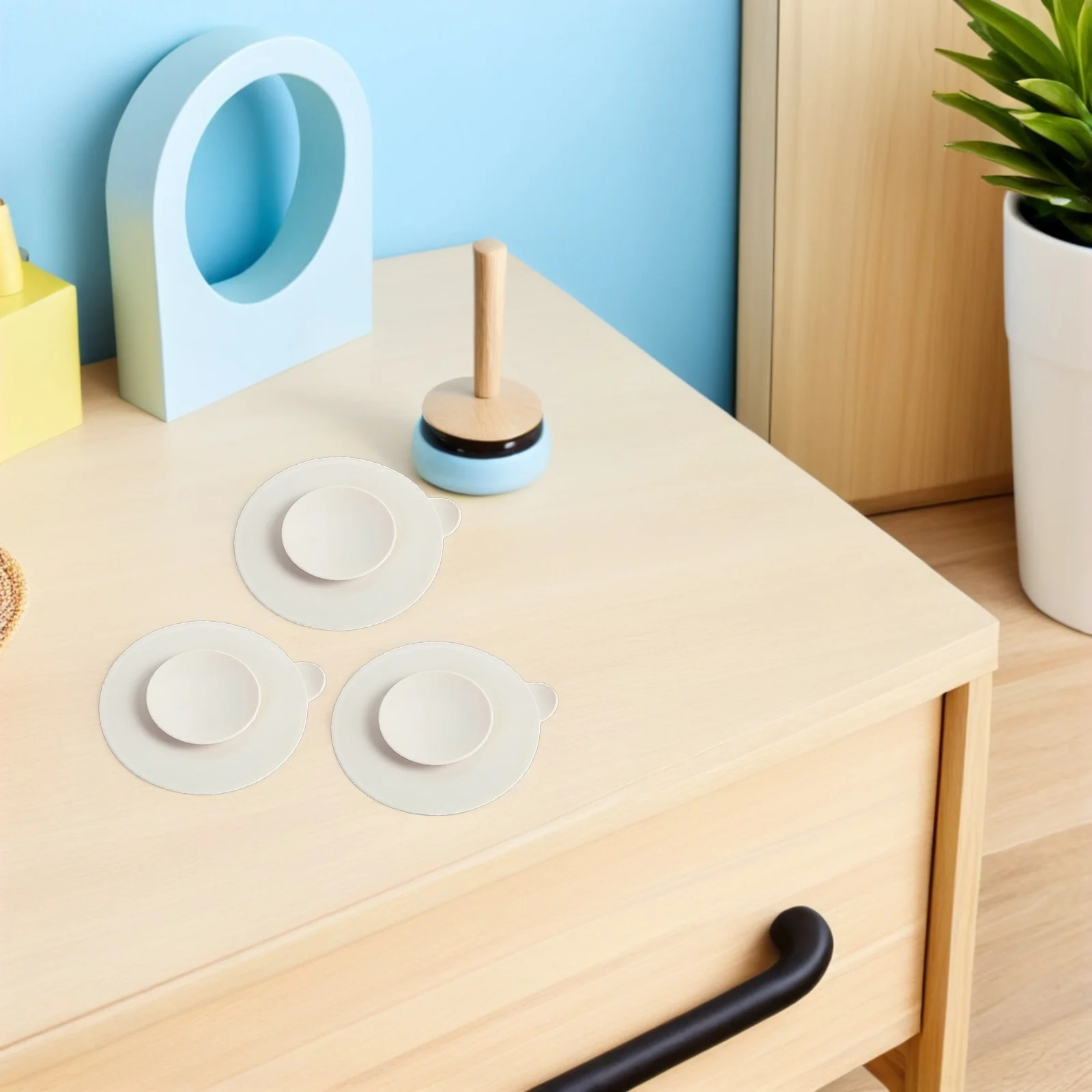 

3pcs Silicone Suction Bowl Pads Non-Slip Tableware Mats For Cutlery Suckers Coasters Dining Table Heat Resistant