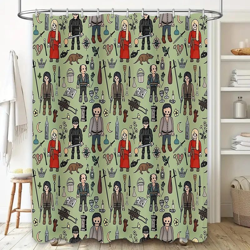 Gothic Horror Shower Curtain Halloween Spooky Decor Dark Academia Tapestry Bathroom Set Vintage Creepy Wall Hanging Room Divider