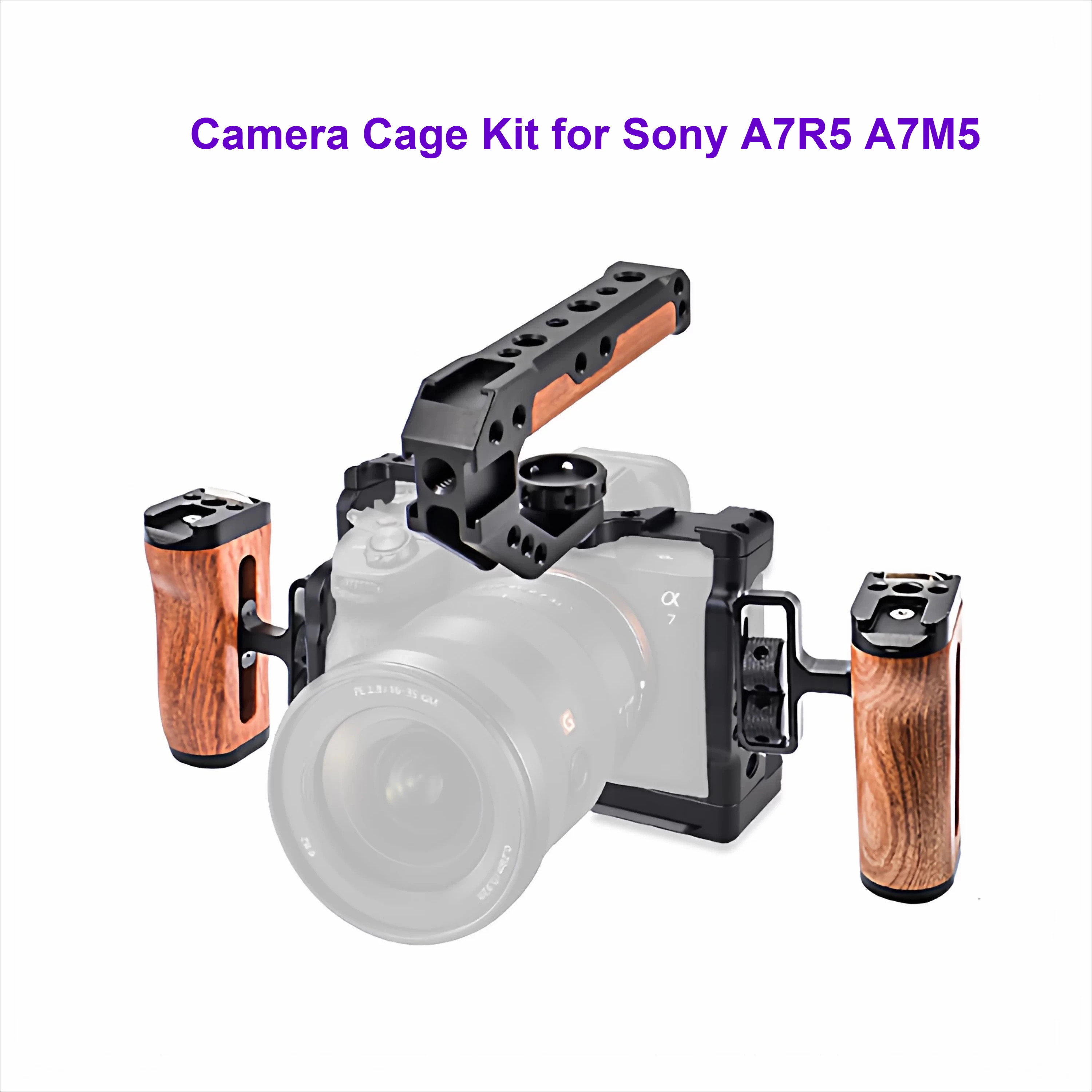

Metal Camera Cage Kit for Sony A7R5 A7M5 Full Protection Rig Cold Shoe Mount 1/4" Screw Holes for DSLR Photography Accessories