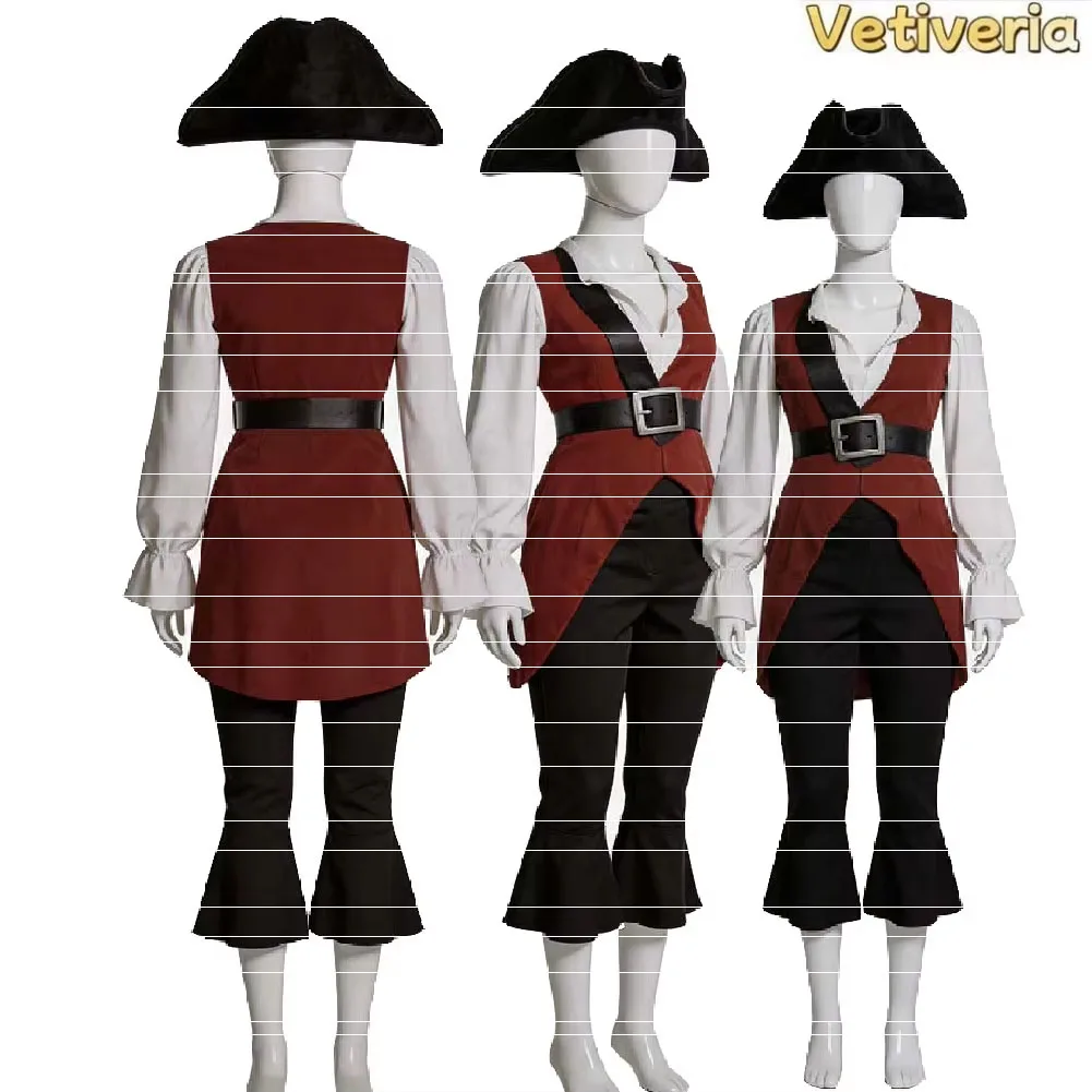 Disfraz de Elizabeth Swann de TV Pirata, Camisa, Pantalones, Sombrero, Chaleco, Cinturón, Conjunto de Fantasía para Halloween, Carnaval, Fiesta, Traje de Juego de Rol para Mujer