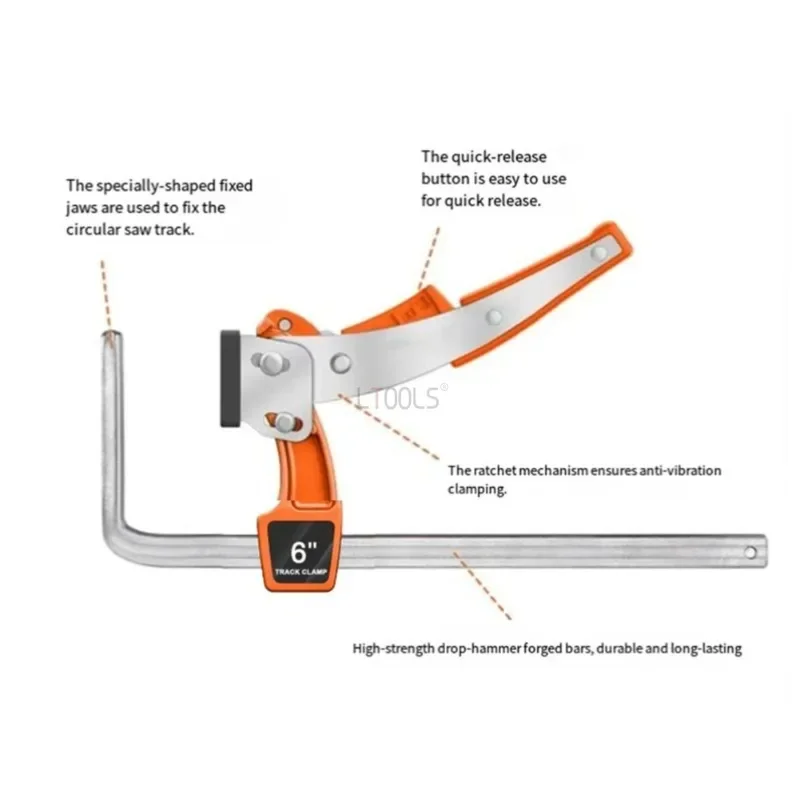 Woodworking Quick Ratchet Track Guide Rail Clamp Circular Saw Desktop Track Fixed Strong Clamp Multi-role F-type Clamping Tools